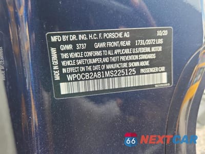 Zdjęcie 12 z 12 samochodu: 2021 PORSCHE BOXSTER S VIN:WP0CB2A81MS225125 - miniatura