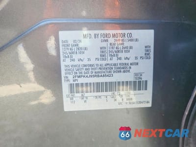 Zdjęcie 13 z 13 samochodu: 2024 FORD EDGE SEL VIN:2FMPK4J95RBA85423 - miniatura