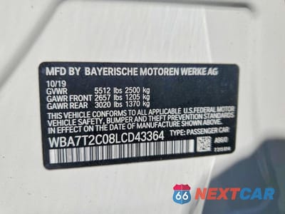 Zdjęcie 12 z 12 samochodu: 2020 BMW 740 I VIN:WBA7T2C08LCD43364 - miniatura