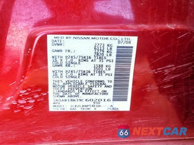 Zdjęcie 13 z 13 samochodu: 2009 NISSAN PATHFINDER S VIN:5N1AR18B39C602016 - miniatura