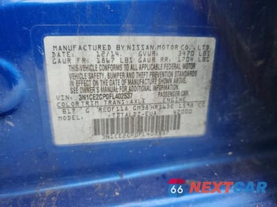 Zdjęcie 12 z 12 samochodu: 2015 NISSAN VERSA NOTE SV VIN:3N1CE2CP0FL402537 - miniatura