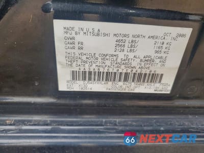 Zdjęcie 12 z 12 samochodu: 2007 MITSUBISHI GALANT RALLIART VIN:4A3AB76T07E042106 - miniatura