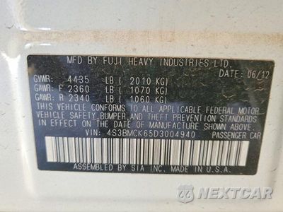 Zdjęcie 12 z 12 samochodu: 2013 SUBARU LEGACY 2.5I LIMITED VIN:4S3BMCK65D3004940 - miniatura
