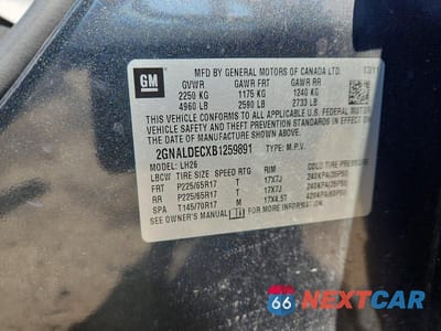 Zdjęcie 13 z 13 samochodu: 2011 CHEVROLET EQUINOX LT VIN:2GNALDECXB1259891 - miniatura