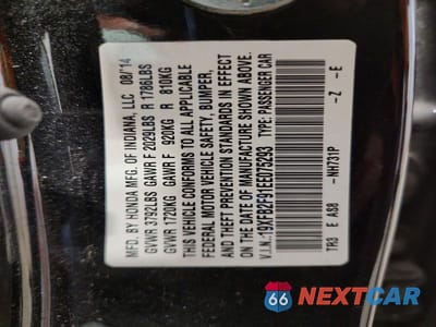 Zdjęcie 12 z 12 samochodu: 2014 HONDA CIVIC VIN:19XFB2F91EE075293 - miniatura