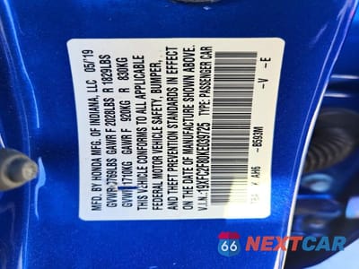 Zdjęcie 12 z 12 samochodu: 2019 HONDA CIVIC SPORT VIN:19XFC2F80KE039725 - miniatura