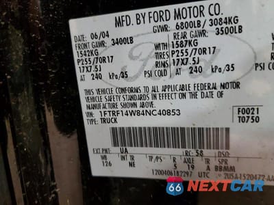 Zdjęcie 12 z 12 samochodu: 2004 FORD F150 VIN:1FTRF14W84NC40853 - miniatura