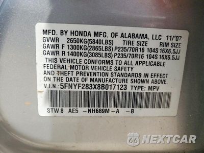 Zdjęcie 13 z 13 samochodu: 2008 HONDA PILOT SE VIN:5FNYF283X8B017123 - miniatura
