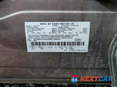 Zdjęcie 13 z 13 samochodu: 2019 FORD EDGE SEL VIN:2FMPK4J94KBC59603 - miniatura