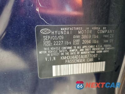 Zdjęcie 13 z 13 samochodu: 2010 HYUNDAI ELANTRA SE VIN:KMHDU4AD1AU877097 - miniatura