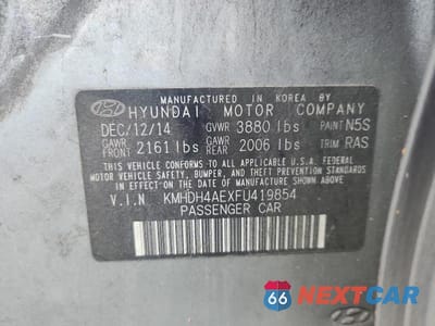 Zdjęcie 12 z 12 samochodu: 2015 HYUNDAI ELANTRA SE VIN:KMHDH4AEXFU419854 - miniatura