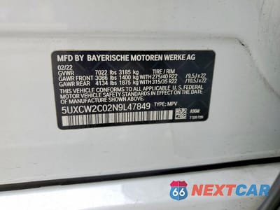 Zdjęcie 13 z 13 samochodu: 2022 BMW X7 XDRIVE40I VIN:5UXCW2C02N9L47849 - miniatura