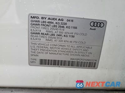 Zdjęcie 13 z 13 samochodu: 2016 AUDI Q3 PRESTIGE VIN:WA1GFCFS7GR022276 - miniatura