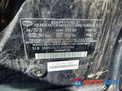 Zdjęcie 12 z 12 samochodu: 2018 HYUNDAI ELANTRA SE VIN:5NPD74LF5JH316096 - miniatura