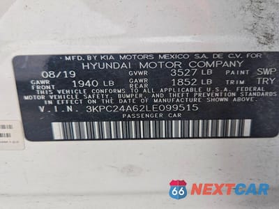 Zdjęcie 12 z 12 samochodu: 2020 HYUNDAI ACCENT SE VIN:3KPC24A62LE099515 - miniatura