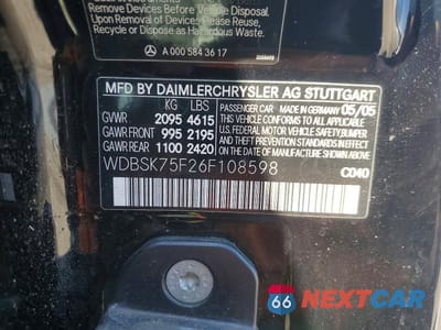 Zdjęcie 12 z 12 samochodu: 2006 MERCEDES-BENZ SL 500 VIN:WDBSK75F26F108598 - miniatura