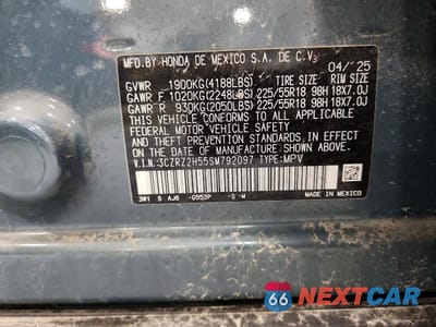 Zdjęcie 14 z 14 samochodu: 2025 HONDA HR-V SPORT VIN:3CZRZ2H55SM792097 - miniatura
