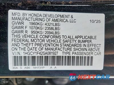 Zdjęcie 12 z 12 samochodu: 2025 HONDA ACCORD SE VIN:1HGCY1F42SA081927 - miniatura