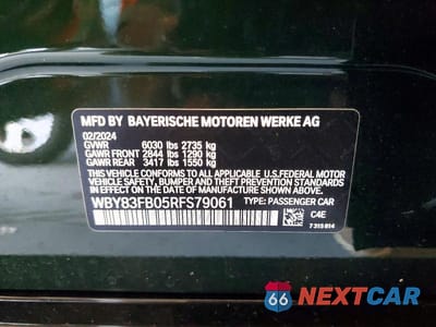 Zdjęcie 12 z 12 samochodu: 2024 BMW I4 XDRIVE 40 VIN:WBY83FB05RFS79061 - miniatura