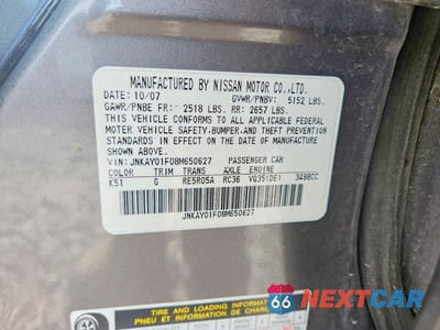 Zdjęcie 12 z 12 samochodu: 2008 INFINITI M35 X VIN:JNKAY01F08M650627 - miniatura