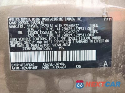 Zdjęcie 13 z 13 samochodu: 2011 TOYOTA RAV4 BASE VIN:2T3BF4DV2BW165082 - miniatura