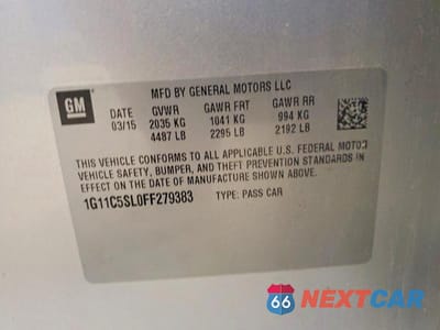 Zdjęcie 12 z 12 samochodu: 2015 CHEVROLET MALIBU 1LT VIN:1G11C5SL0FF279383 - miniatura