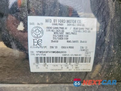 Zdjęcie 14 z 14 samochodu: 2021 FORD EXPLORER LIMITED VIN:1FMSK8FH1MGB62033 - miniatura