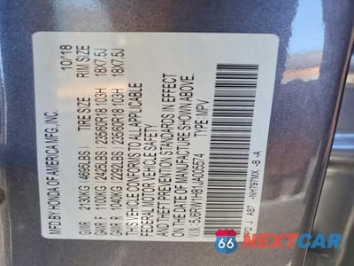 Zdjęcie 13 z 13 samochodu: 2018 HONDA CR-V EXL VIN:5J6RW1H81JA005574 - miniatura