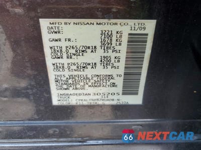 Zdjęcie 12 z 12 samochodu: 2010 NISSAN TITAN SE VIN:1N6BA0ED3AN305205 - miniatura