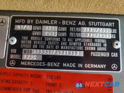 Zdjęcie 12 z 12 samochodu: 1985 MERCEDES-BENZ 300 CDT VIN:WDBAB53A8FA241368 - miniatura