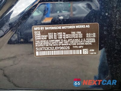 Zdjęcie 12 z 12 samochodu: 2018 BMW X3 XDRIVEM40I VIN:5UXTS3C52J0Y96026 - miniatura