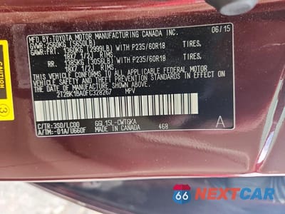 Zdjęcie 13 z 13 samochodu: 2015 LEXUS RX 350 BASE VIN:2T2BK1BA0FC328267 - miniatura