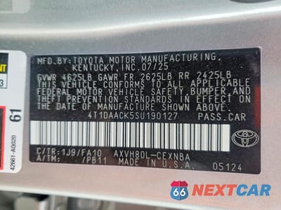 Zdjęcie 12 z 12 samochodu: 2025 TOYOTA CAMRY VIN:4T1DAACK5SU190127 - miniatura