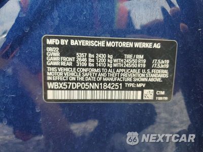 Zdjęcie 13 z 13 samochodu: 2022 BMW X3 XDRIVE30I VIN:WBX57DP05NN184251 - miniatura