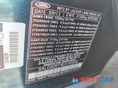 Zdjęcie 12 z 12 samochodu: 2014 LAND ROVER RANGE ROVER SUPERCHARGED VIN:SALGS2EF4EA140208 - miniatura