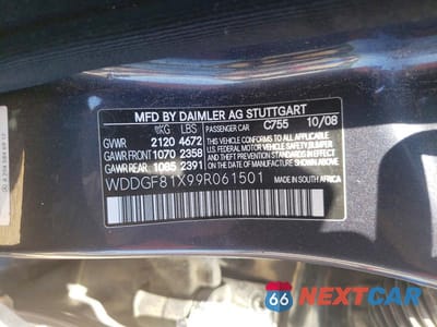Zdjęcie 12 z 12 samochodu: 2009 MERCEDES-BENZ C 300 4MATIC VIN:WDDGF81X99R061501 - miniatura