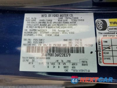 Zdjęcie 12 z 12 samochodu: 2006 FORD FUSION SEL VIN:3FAFP08136R228379 - miniatura