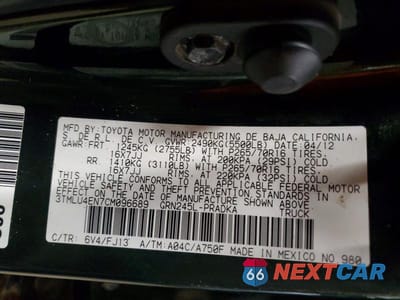 Zdjęcie 12 z 12 samochodu: 2012 TOYOTA TACOMA DOUBLE CAB VIN:3TMLU4EN7CM096689 - miniatura