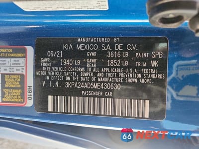 Zdjęcie 12 z 12 samochodu: 2021 KIA RIO S VIN:3KPA24AD5ME430630 - miniatura