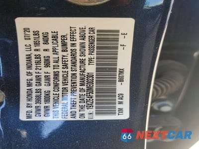 Zdjęcie 12 z 12 samochodu: 2021 HONDA INSIGHT EX VIN:19XZE4F50ME002301 - miniatura