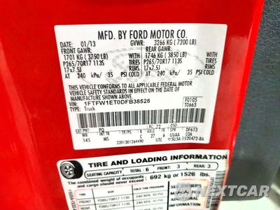 Zdjęcie 12 z 12 samochodu: 2013 FORD F150 SUPERCREW VIN:1FTFW1ET0DFB38528 - miniatura