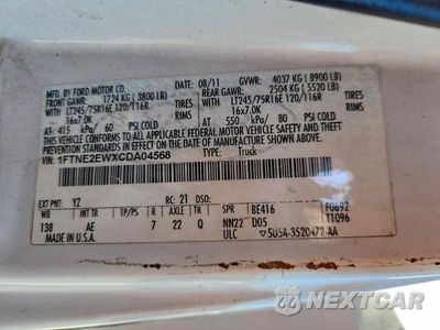 Zdjęcie 13 z 13 samochodu: 2012 FORD E250 DELIVERY VAN VIN:1FTNE2EWXCDA04568 - miniatura