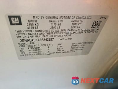 Zdjęcie 13 z 13 samochodu: 2014 CHEVROLET EQUINOX LS VIN:2GNALAEK4E6242257 - miniatura