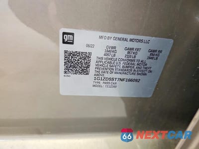 Zdjęcie 12 z 12 samochodu: 2022 CHEVROLET MALIBU LT VIN:1G1ZD5ST7NF166092 - miniatura
