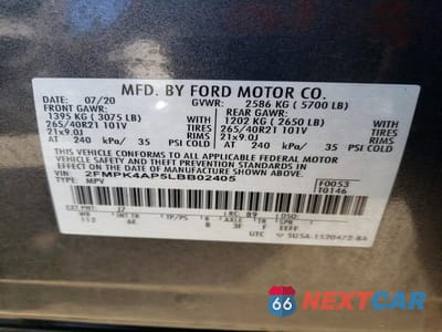 Zdjęcie 12 z 12 samochodu: 2020 FORD EDGE ST VIN:2FMPK4AP5LBB02405 - miniatura