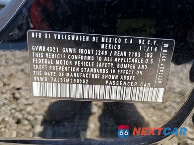 Zdjęcie 12 z 12 samochodu: 2015 VOLKSWAGEN JETTA SE VIN:3VWD17AJ5FM260962 - miniatura