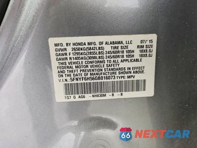 Zdjęcie 13 z 13 samochodu: 2016 HONDA PILOT EXL VIN:5FNYF6H56GB016073 - miniatura