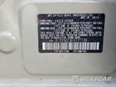 Zdjęcie 13 z 13 samochodu: 2014 SUBARU XV CROSSTREK 2.0 LIMITED VIN:JF2GPAGC4EH331139 - miniatura