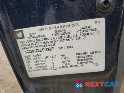 Zdjęcie 12 z 12 samochodu: 2005 CHEVROLET SILVERADO VIN:1GCEK14T35E183687 - miniatura