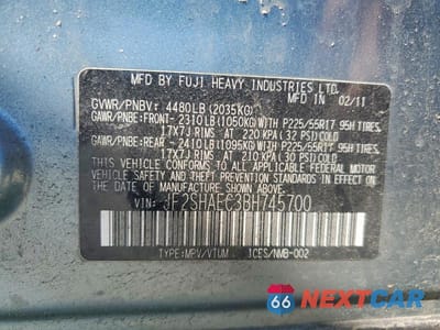 Zdjęcie 13 z 13 samochodu: 2011 SUBARU FORESTER LIMITED VIN:JF2SHAEC3BH745700 - miniatura